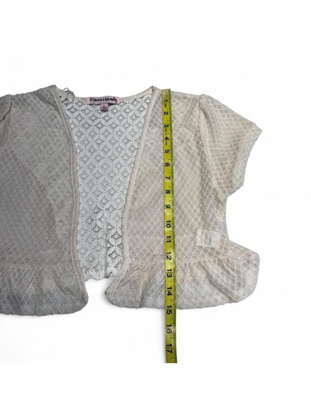 Vintage Y2K Crochet Bolero Cardigan Shrug Juniors Large Ruffle Festival Summer - Picture 7 of 7